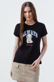 Polera Mujer Slim Negro/Blanco