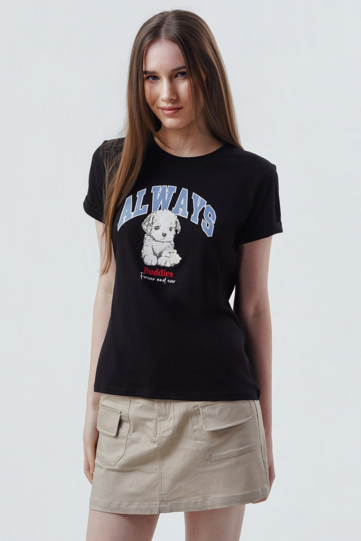 Polera Mujer Slim Negro/Blanco
