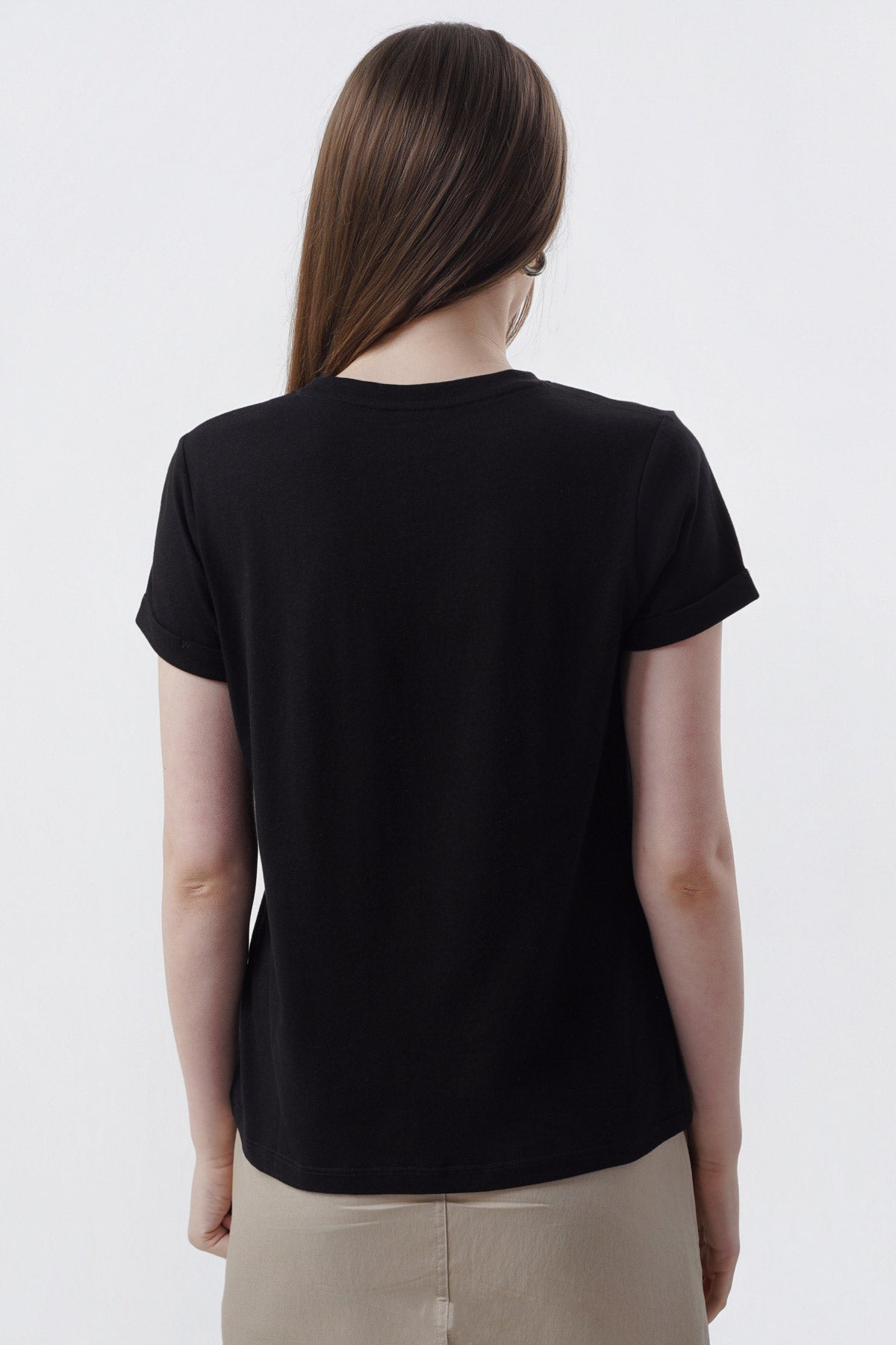 Polera Mujer Slim Negro/Blanco