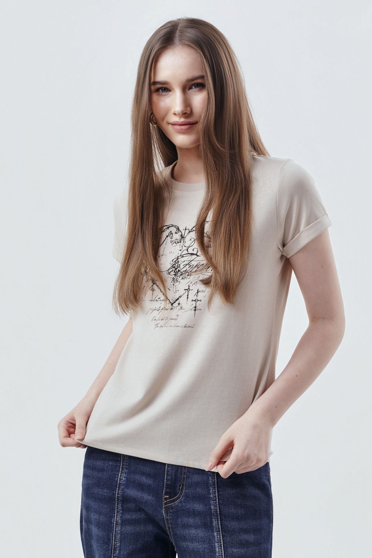 Polera Slim Mujer Beige