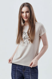 Polera Slim Mujer Beige