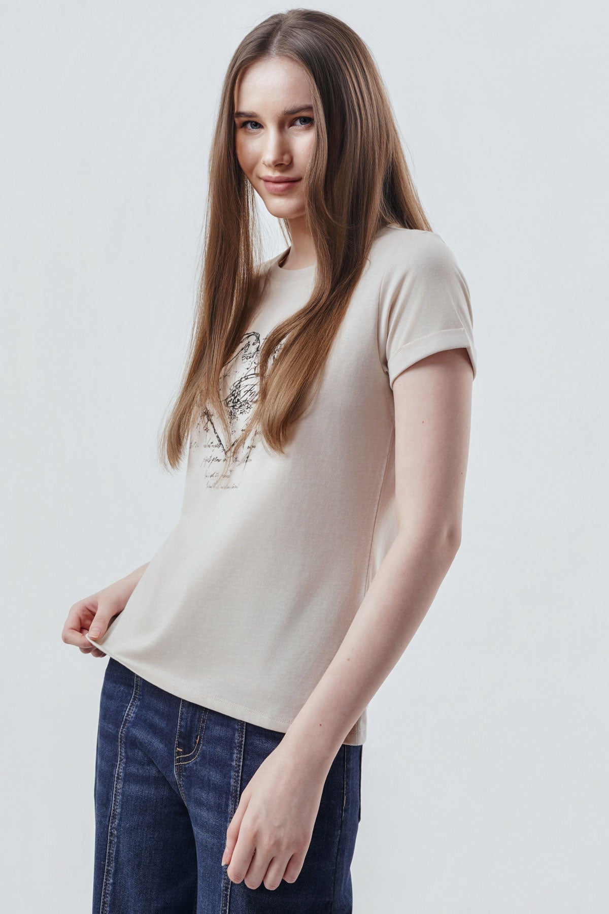 Polera Slim Mujer Beige