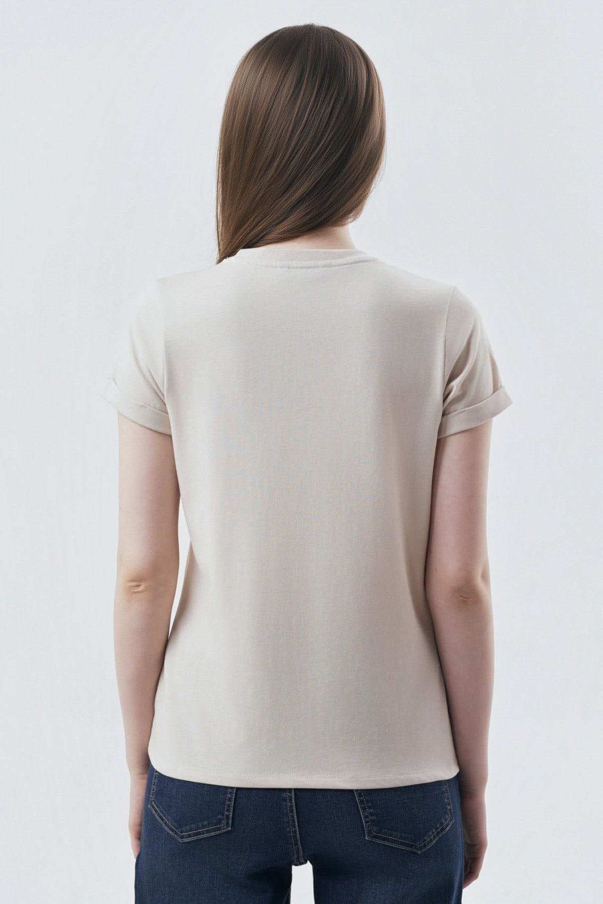 Polera Slim Mujer Beige