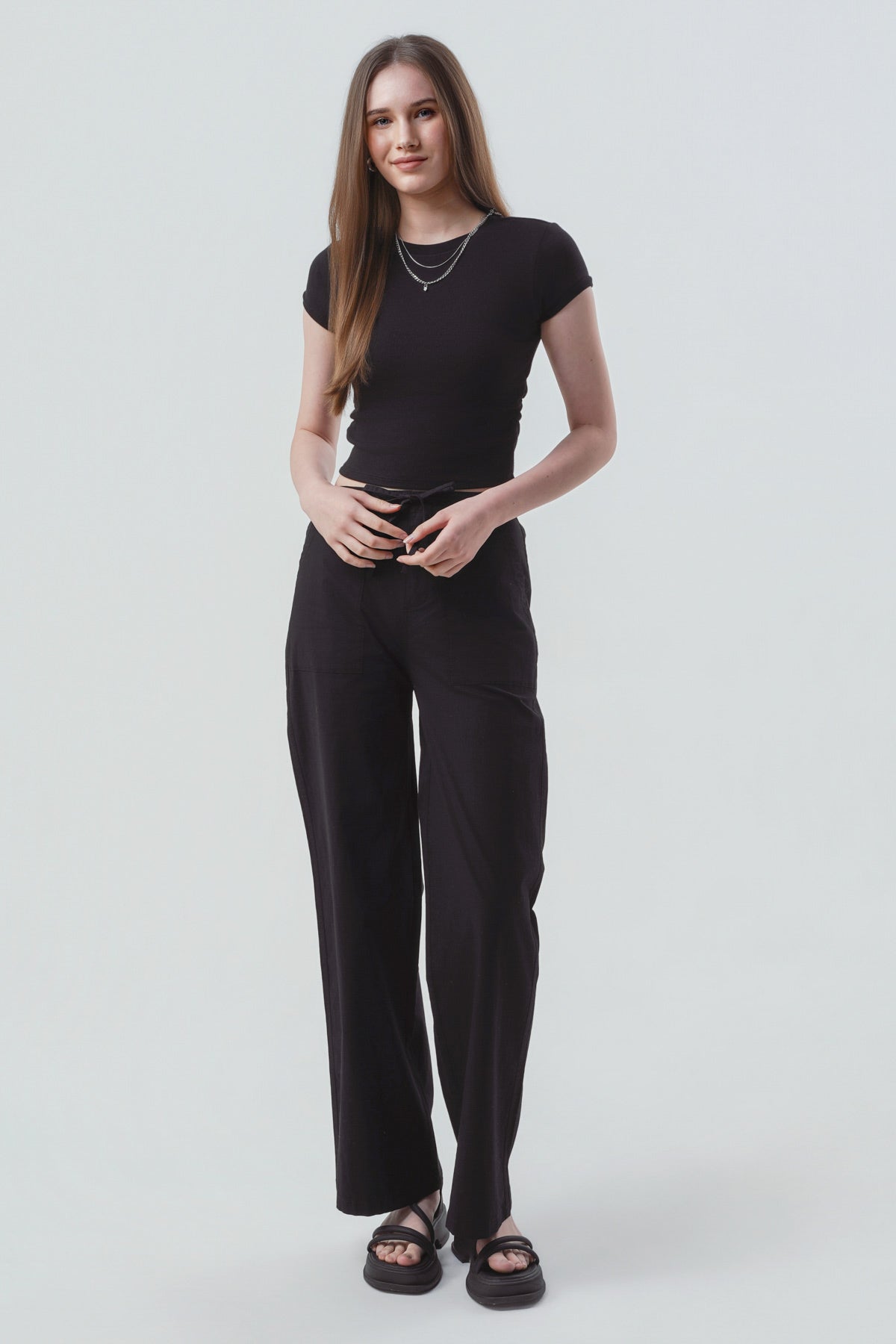 Pantalón Mujer Wide Leg Negro