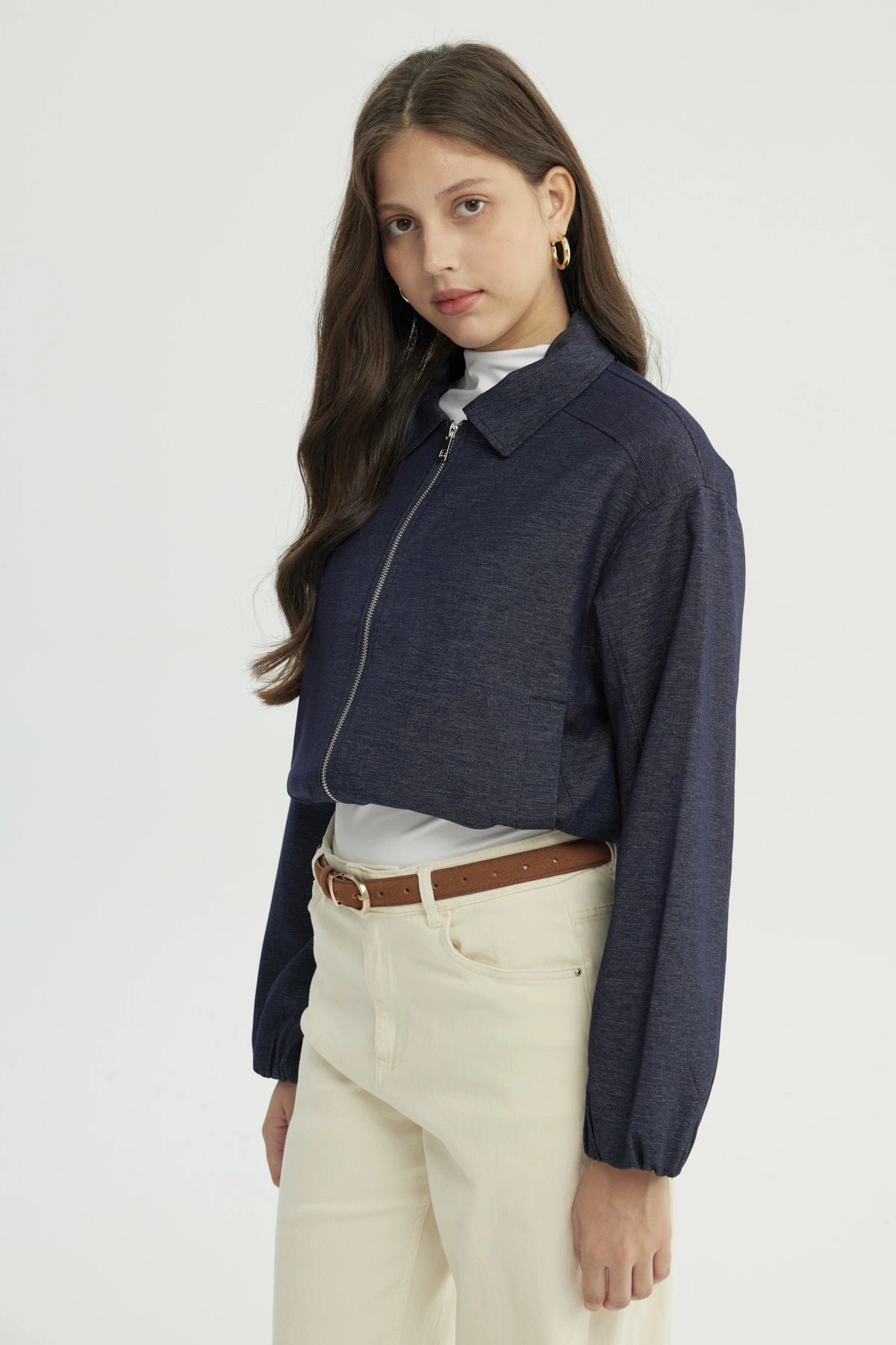 Chaqueta Mujer Classic Cuello Camisero Azul
