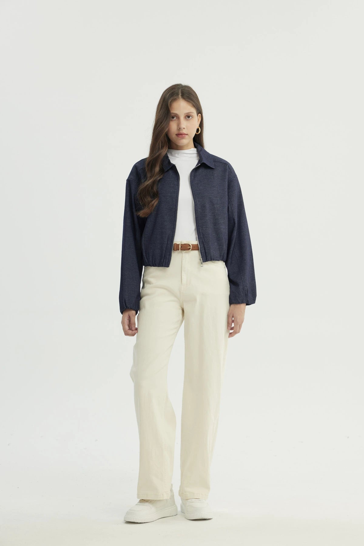 Chaqueta Mujer Classic Cuello Camisero Azul