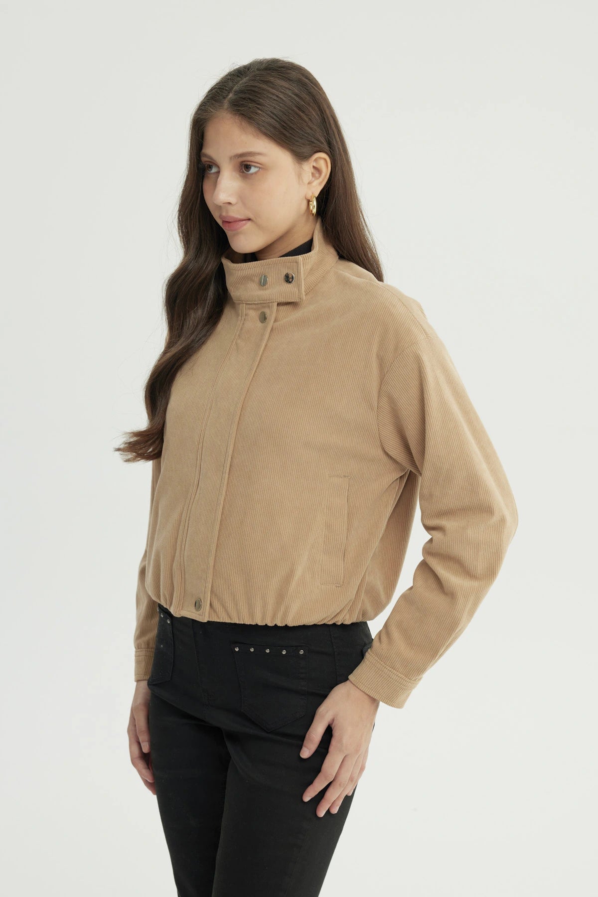 Chaqueta Mujer Slim Beige Oscuro
