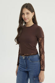 Polera Mujer Ajustado Café