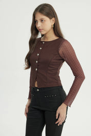 Blazer Mujer Ajustado Chocolate