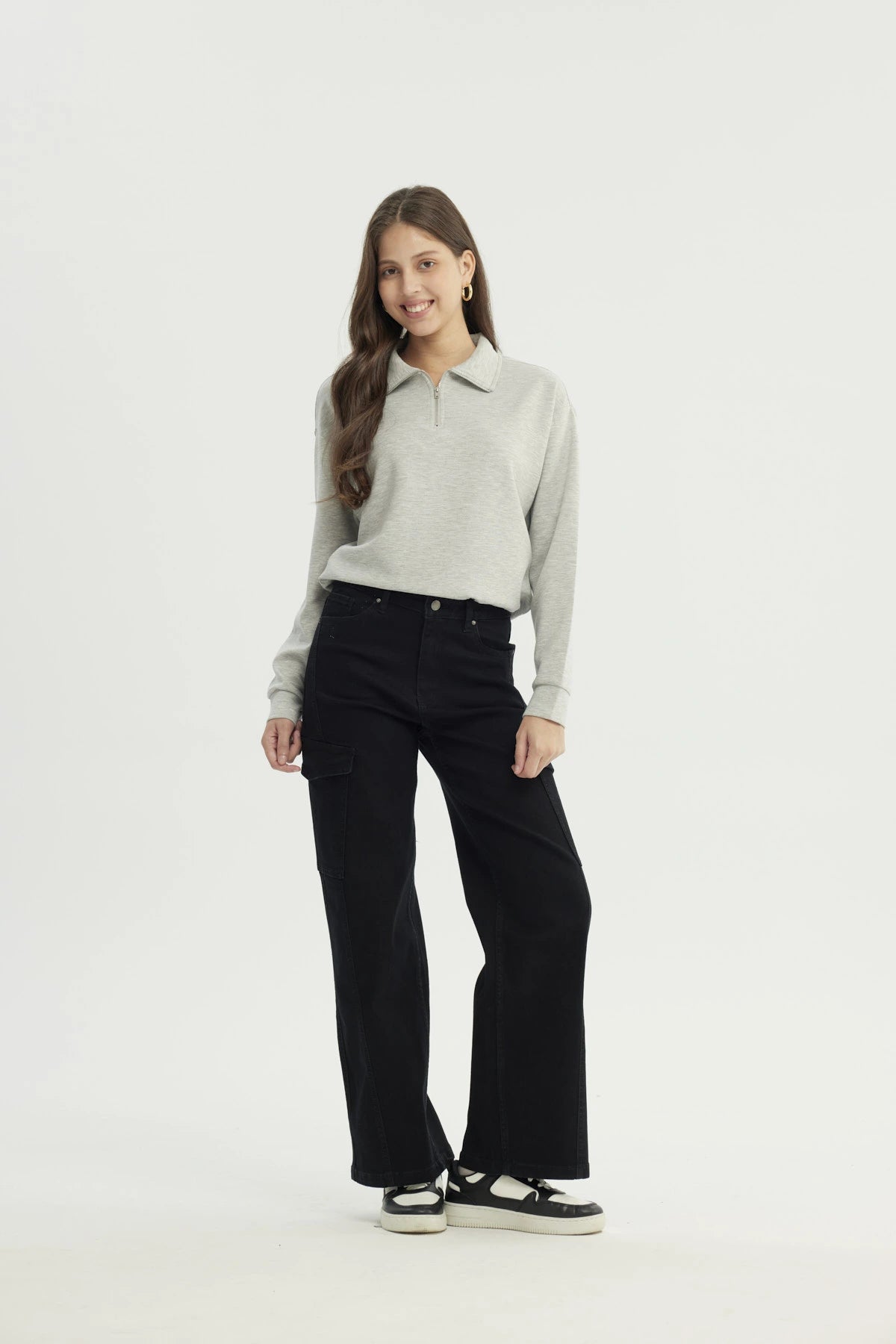 Polerón Mujer Regular Gris Melange