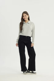 Polerón Mujer Regular Gris Melange