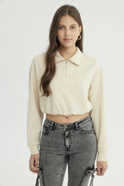 Polerón Mujer Regular Beige Claro