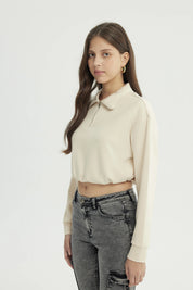 Polerón Mujer Regular Beige Claro