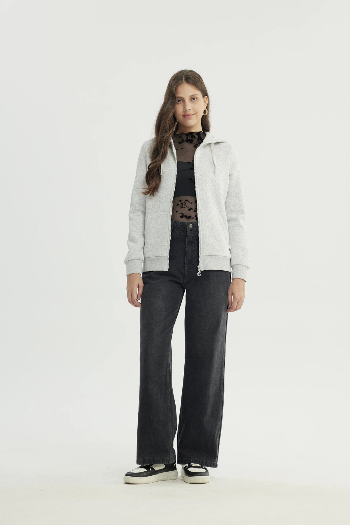 Polerón Mujer Slim Gris Melange