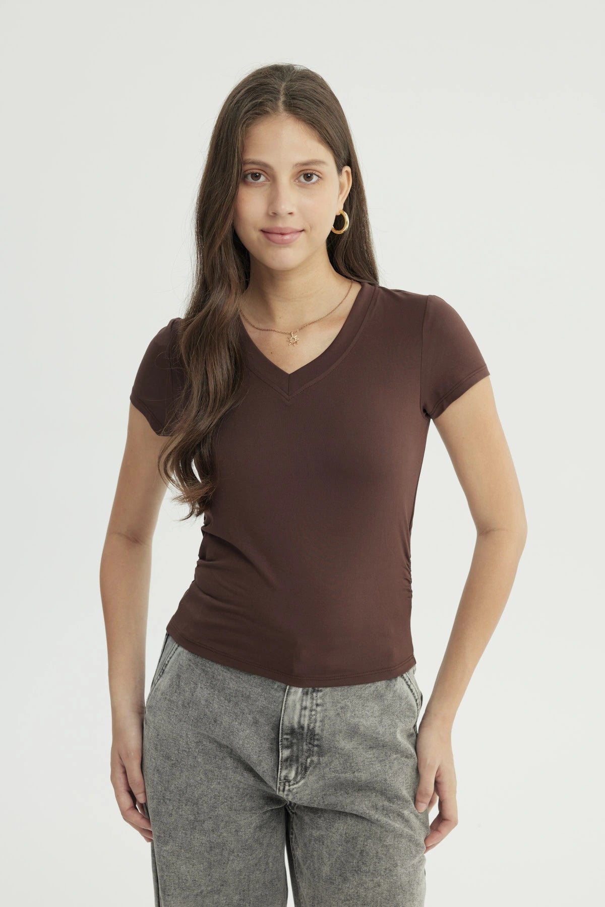 Polera Mujer Slim Fit Café