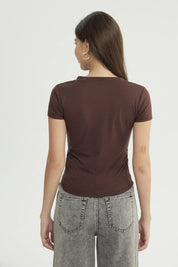 Polera Mujer Slim Fit Café