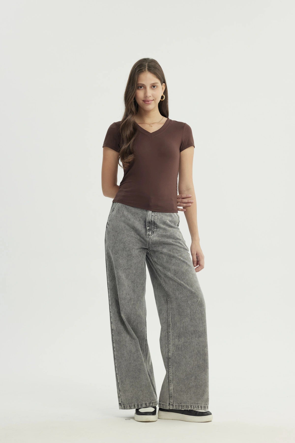 Polera Mujer Slim Fit Café