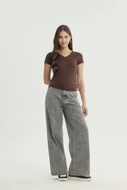 Polera Mujer Slim Fit Café