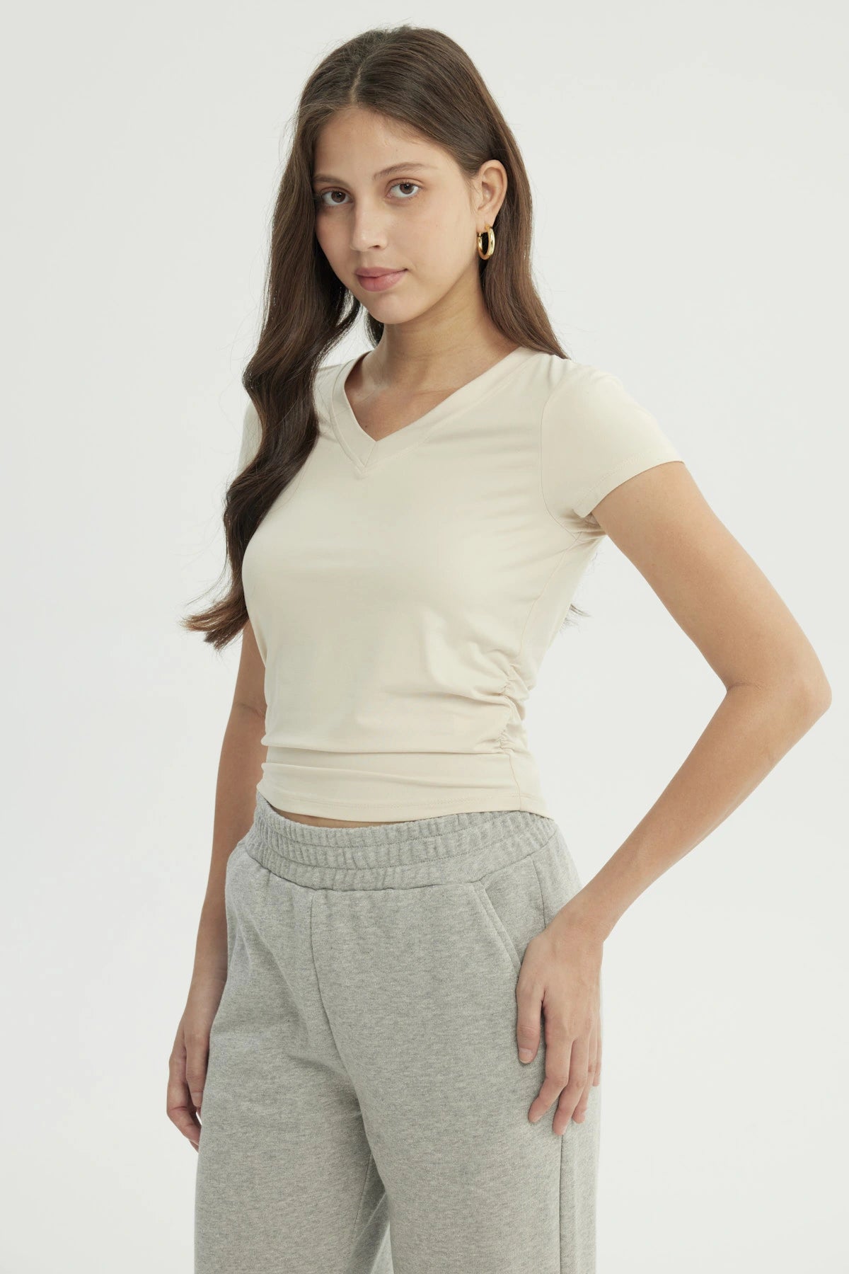 Polera Mujer Slim Fit Beige Claro