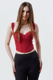 Polera Mujer Hombro Descubierto Rojo