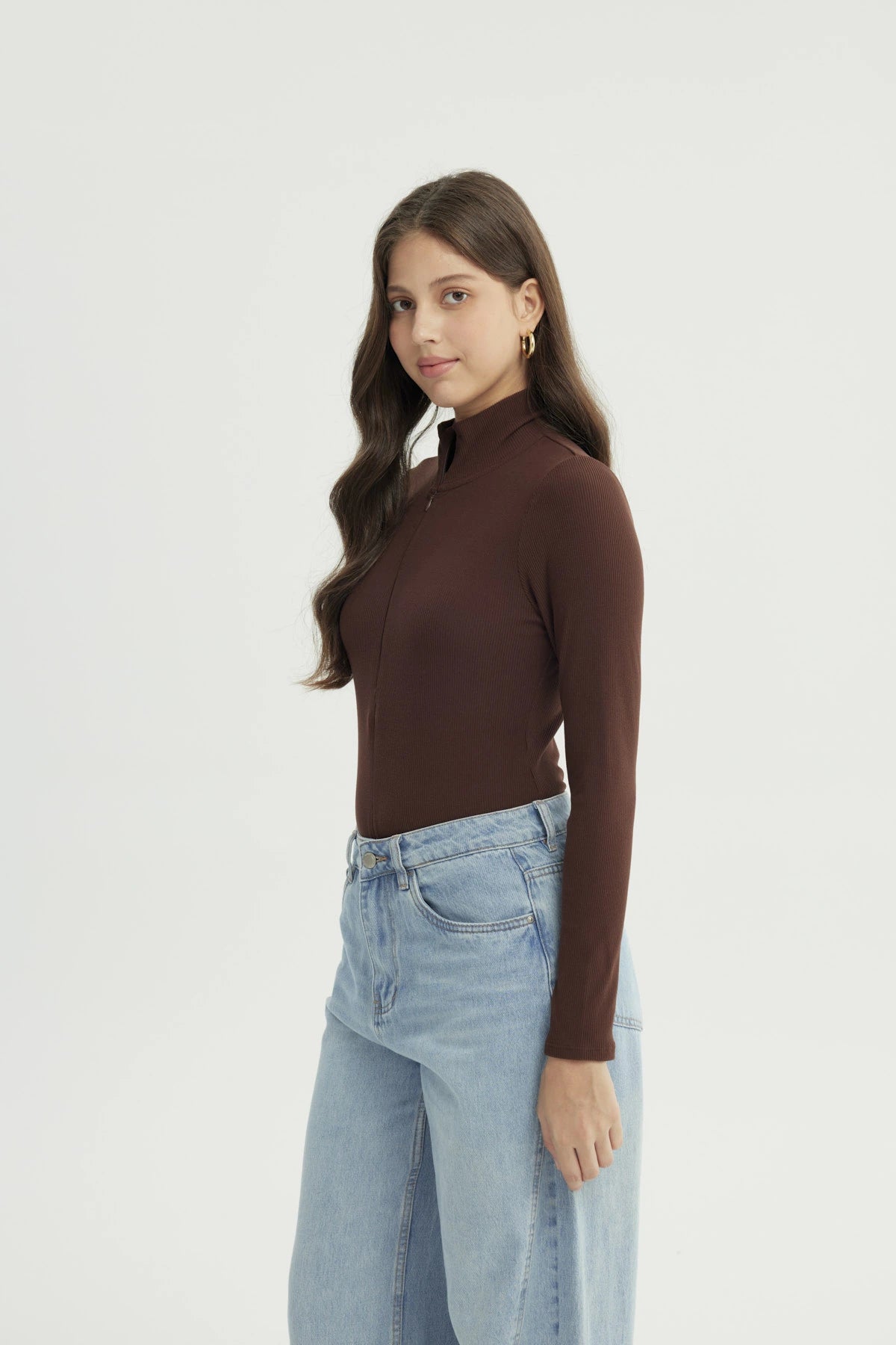 Polera Mujer Ajustada Café