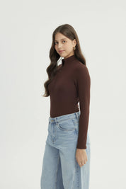 Polera Mujer Ajustada Café