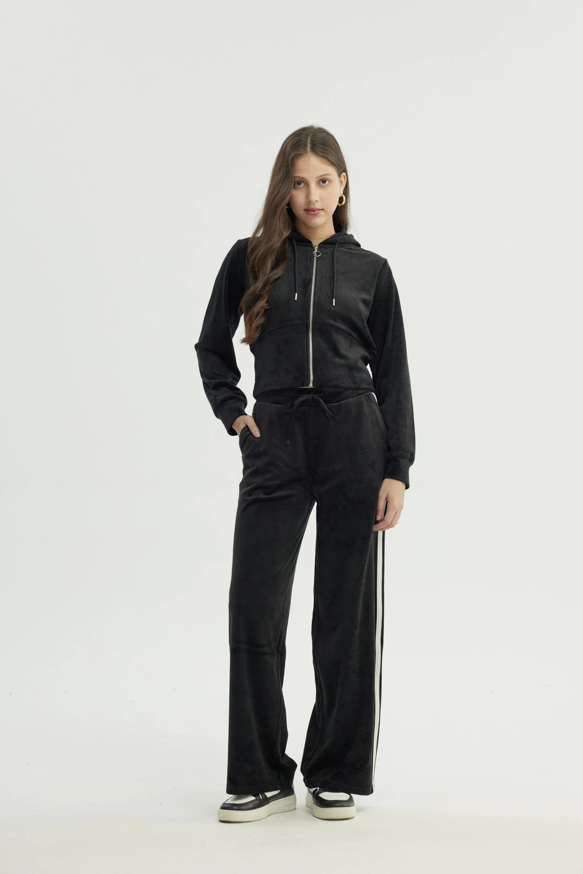 Pantalón Buzo Mujer Wide Leg Negro