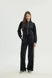 Pantalón Buzo Mujer Wide Leg Negro