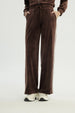 Pantalón Buzo Mujer Wide Leg Café