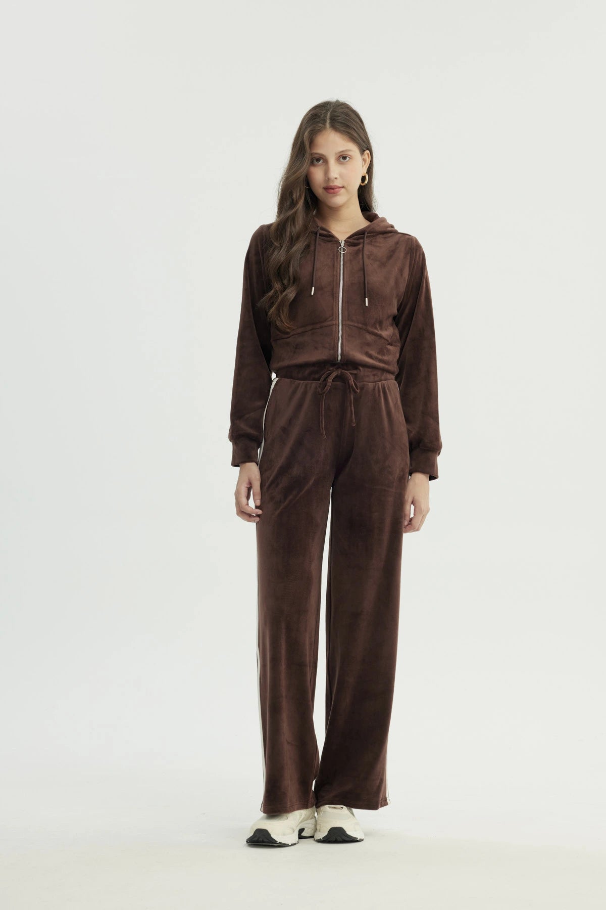 Pantalón Buzo Mujer Wide Leg Café