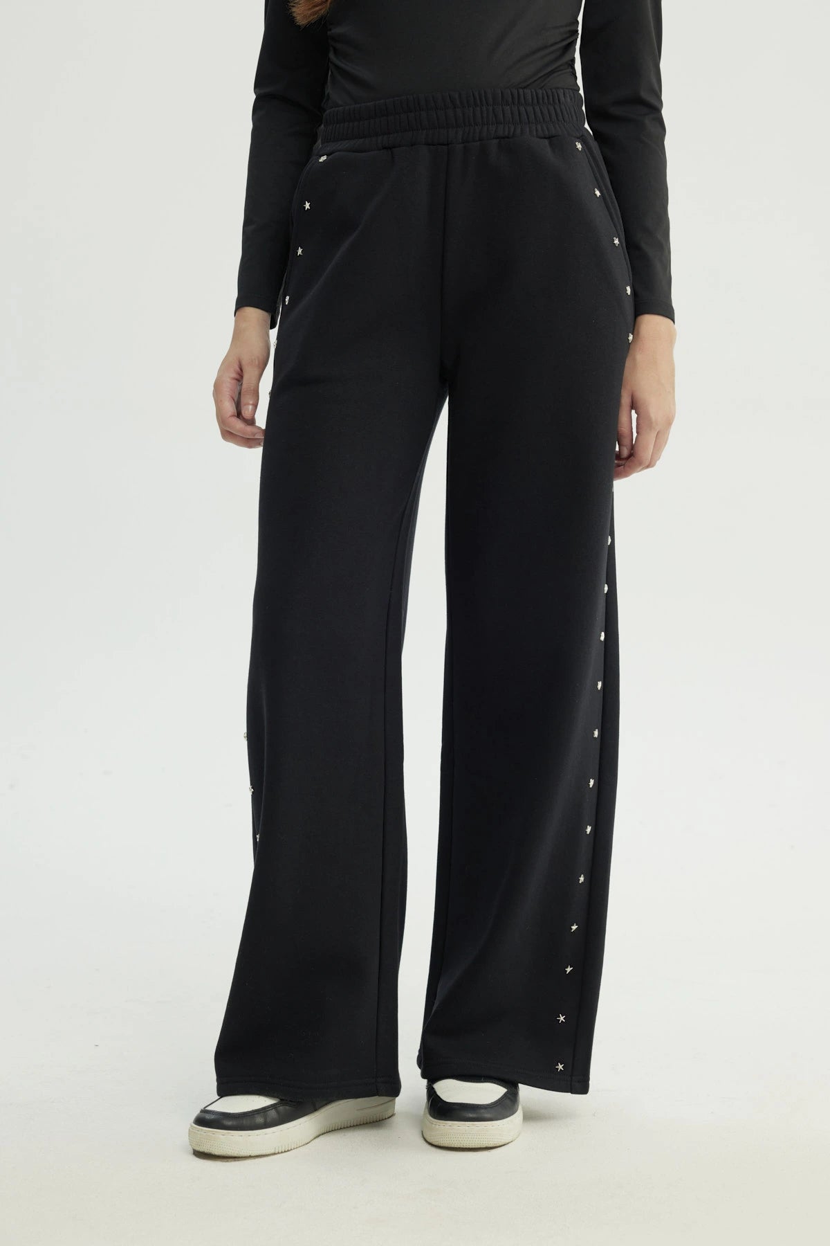 Pantalón Buzo Mujer Wide Leg Negro