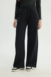 Pantalón Buzo Mujer Wide Leg Negro
