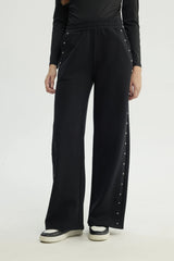 Pantalón Buzo Mujer Wide Leg Negro