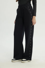 Pantalón Buzo Mujer Wide Leg Negro