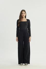 Pantalón Buzo Mujer Wide Leg Negro
