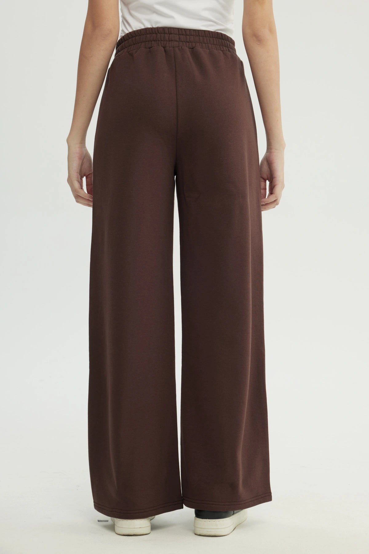 Pantalón Buzo Mujer Wide Leg Café