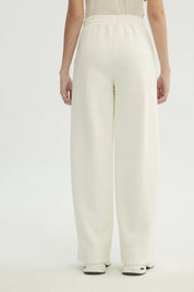 Pantalón Buzo Mujer Wide Leg Crema