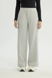 Pantalón Buzo Mujer Calce Recto Gris Melange