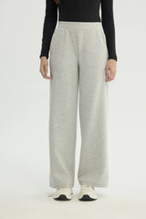 Pantalón Buzo Mujer Calce Recto Gris Melange