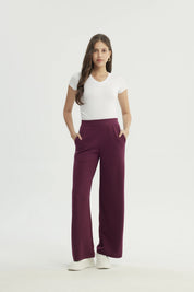 Pantalón Buzo Mujer Calce Recto Vino