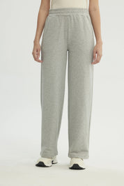 Pantalón Buzo Mujer Calce Recto Gris Melange