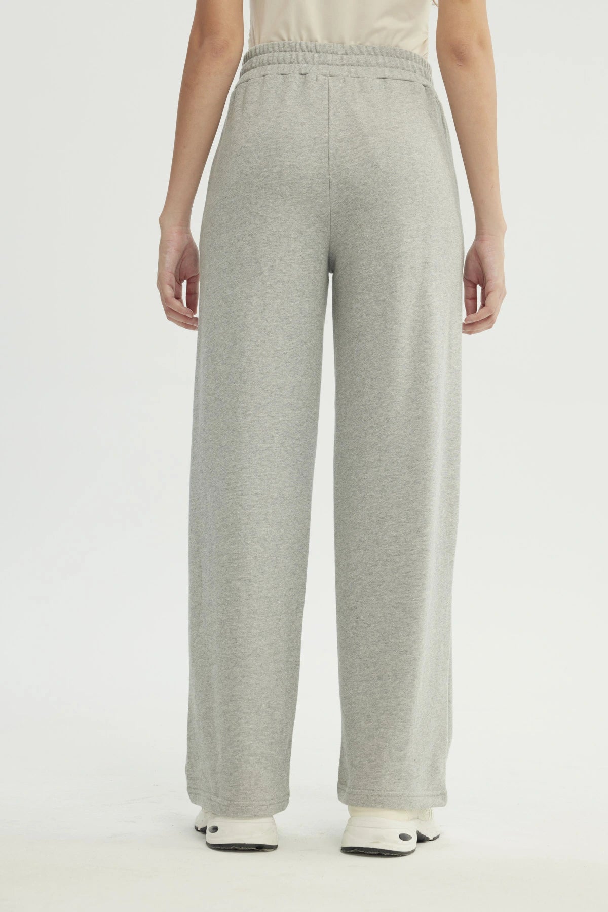 Pantalón Buzo Mujer Calce Recto Gris Melange