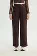 Pantalón Mujer Wide Leg Café