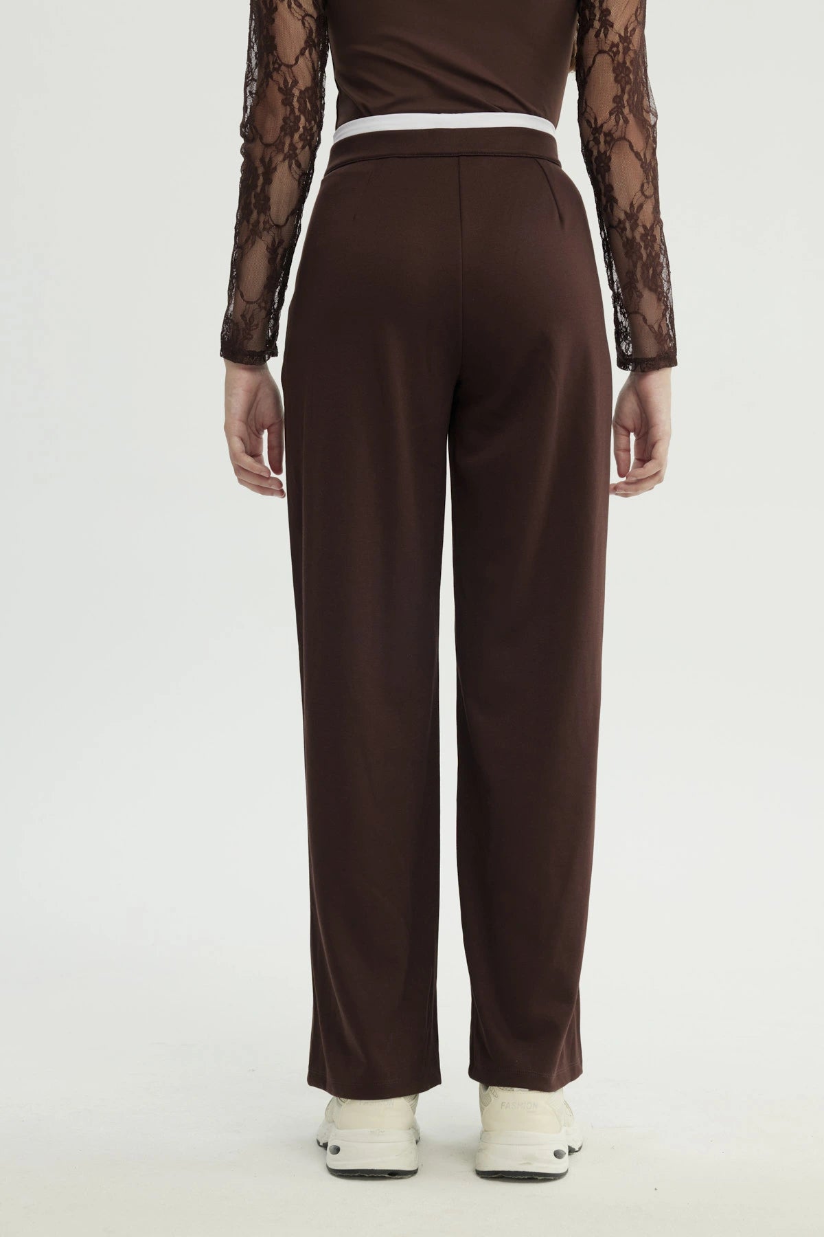 Pantalón Mujer Wide Leg Café