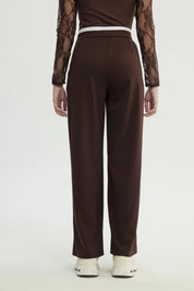 Pantalón Mujer Wide Leg Café