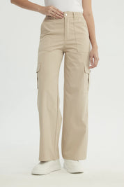 Pantalón Mujer Wide Leg Beige