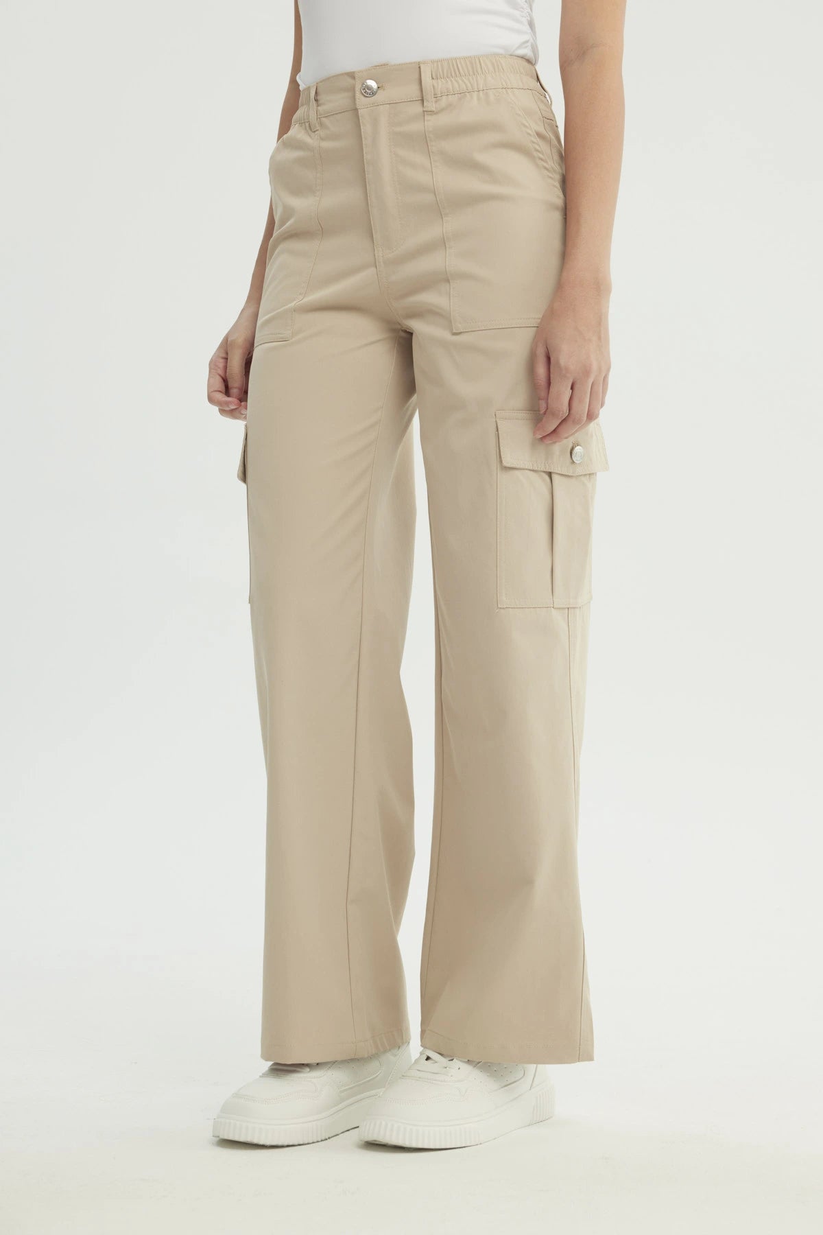 Pantalón Mujer Wide Leg Beige