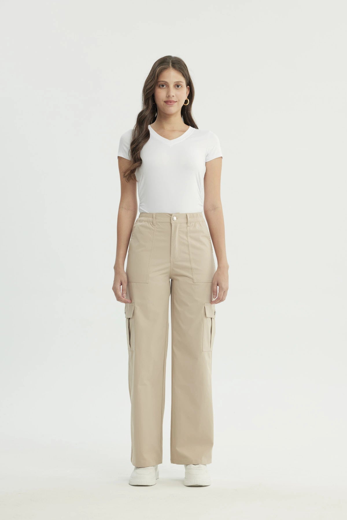 Pantalón Mujer Wide Leg Beige