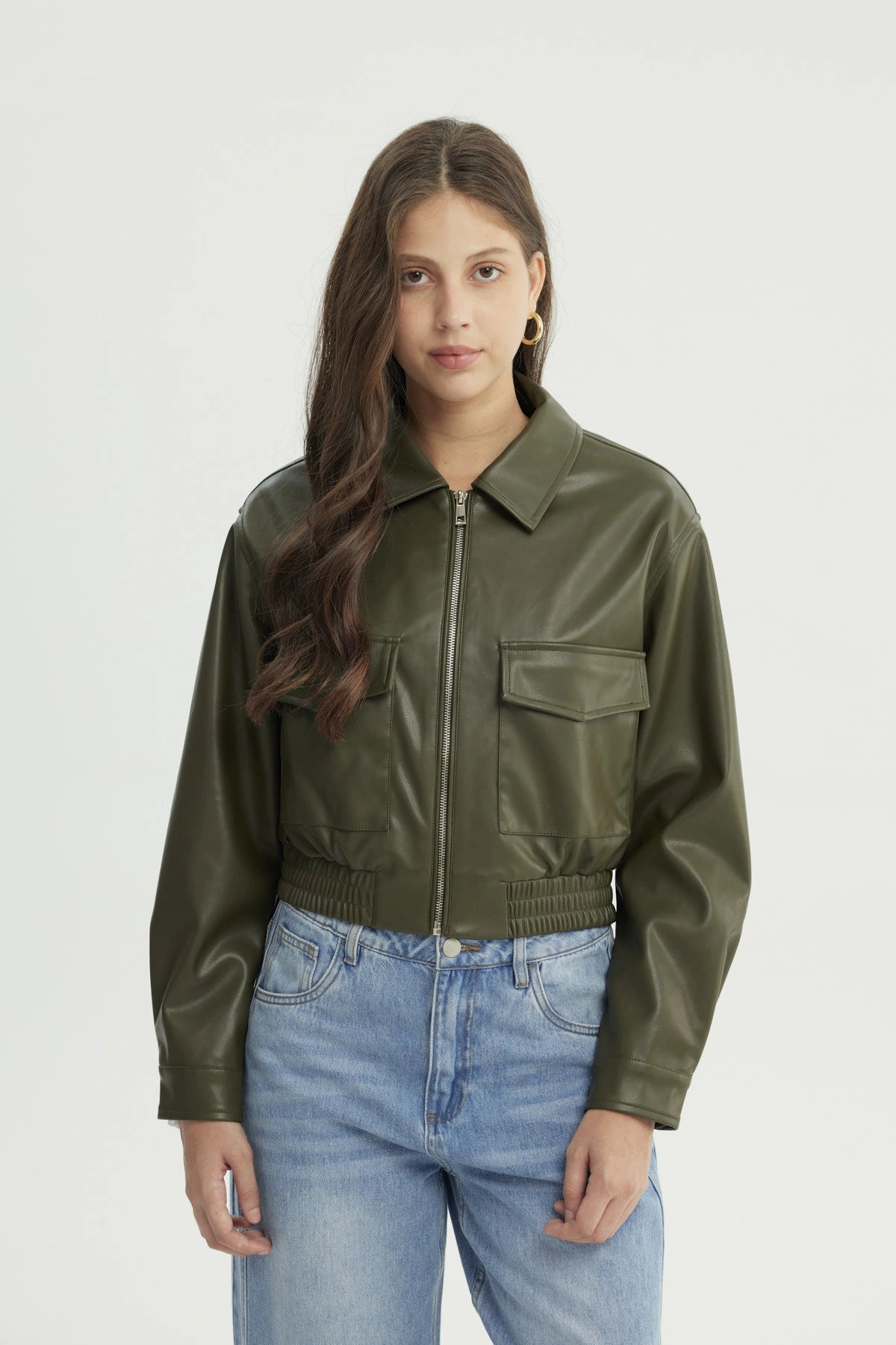 Chaqueta Mujer Regular Verde Militar