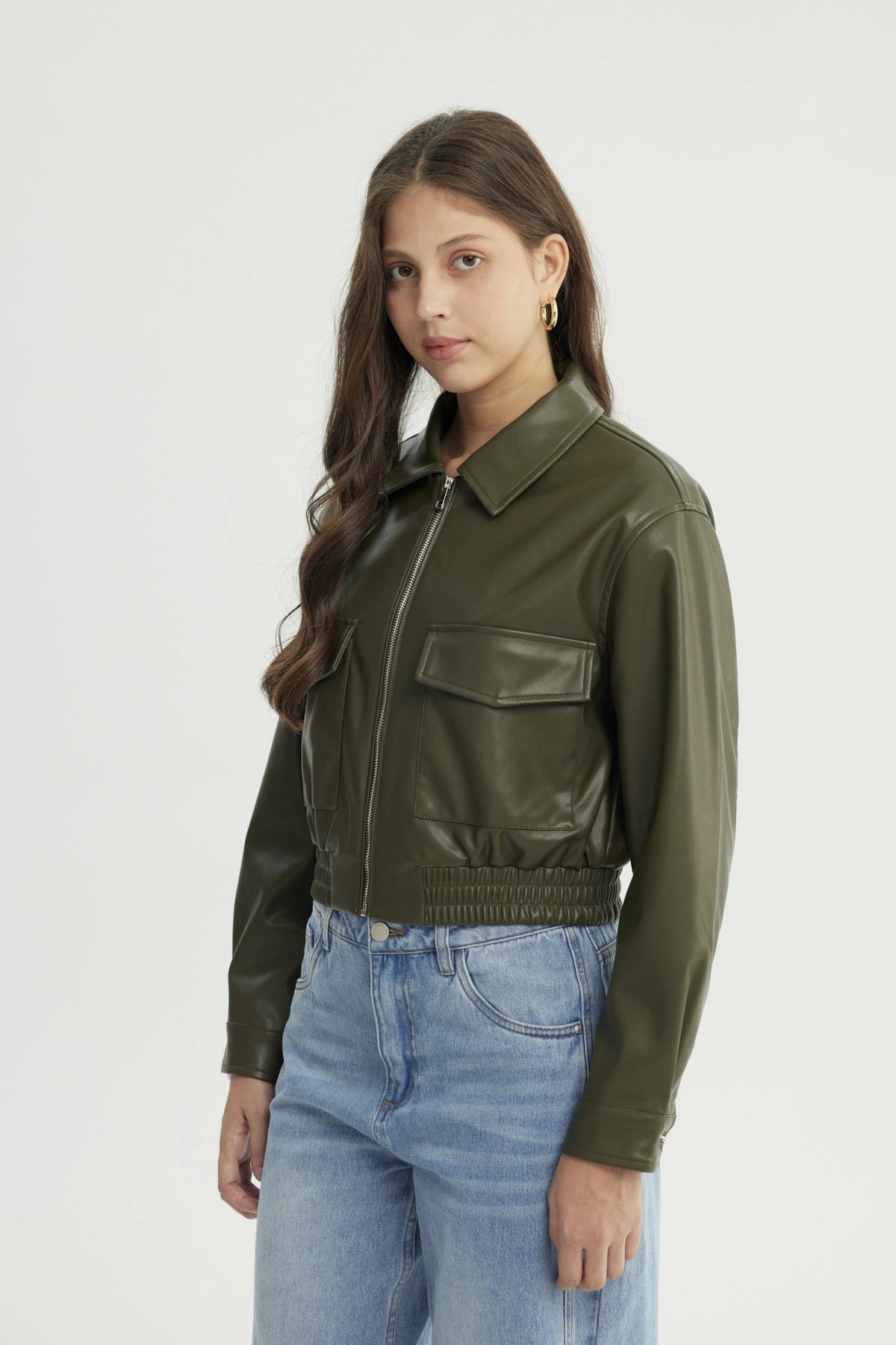 Chaqueta Mujer Regular Verde Militar